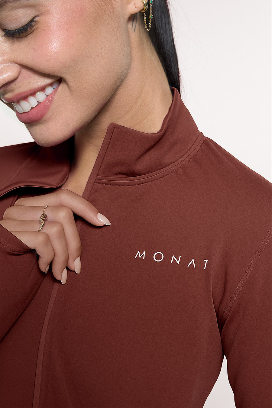 MONAT Fitted Full-Zip Activewear Jacket – Brown