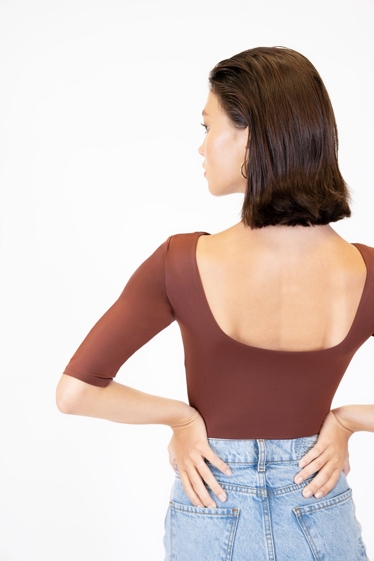 MONAT 3/4 Sleeve Bodysuit- Cocoa