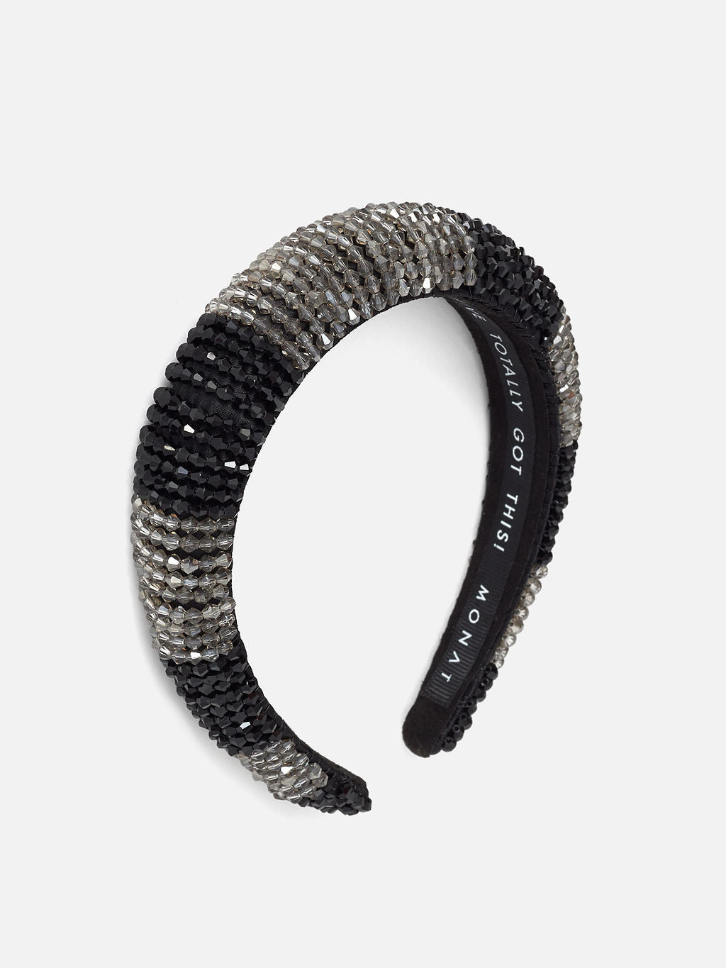 Beaded Headband - Black/ Silver
