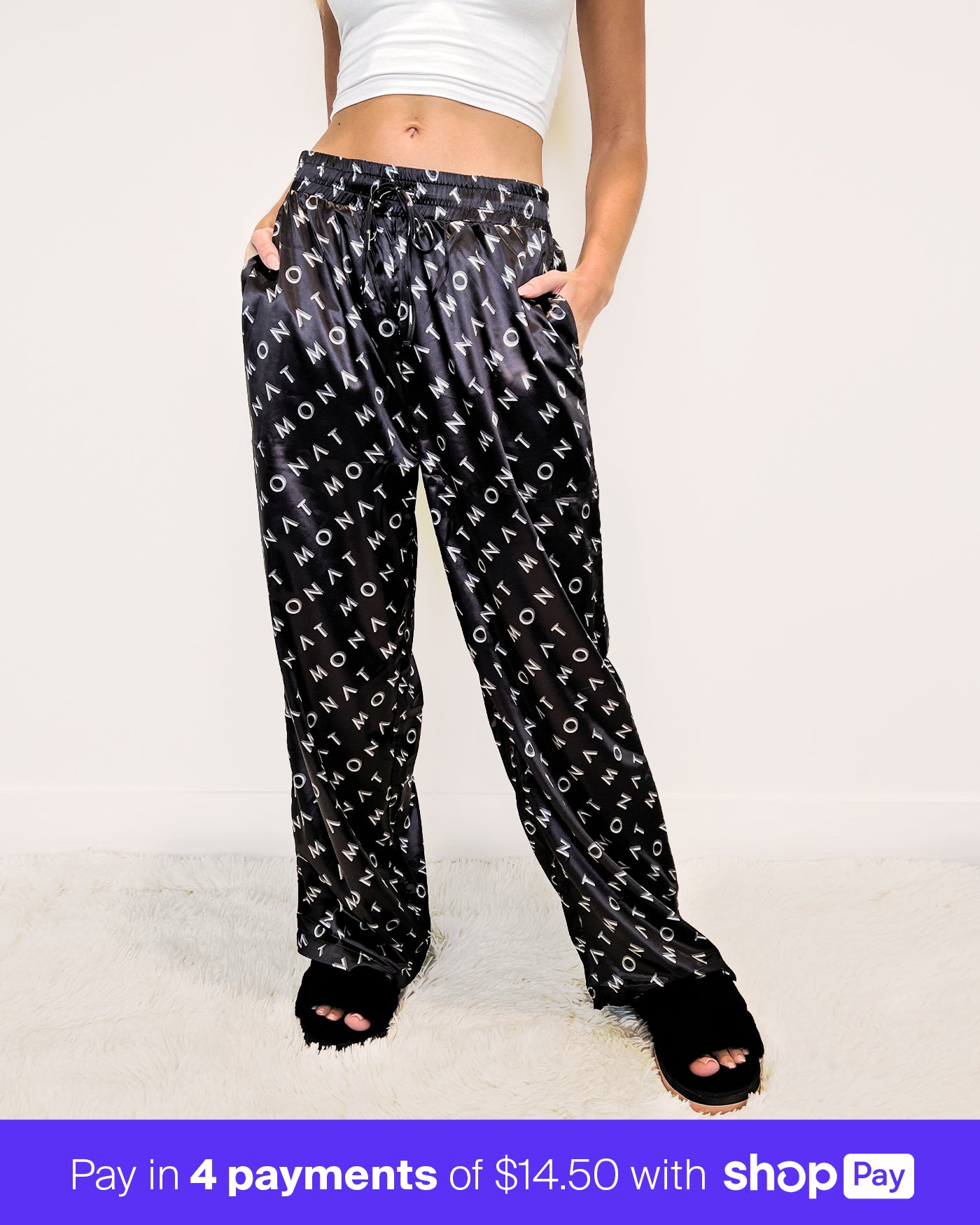 MONAT SATIN ALL OVER PRINT PANT