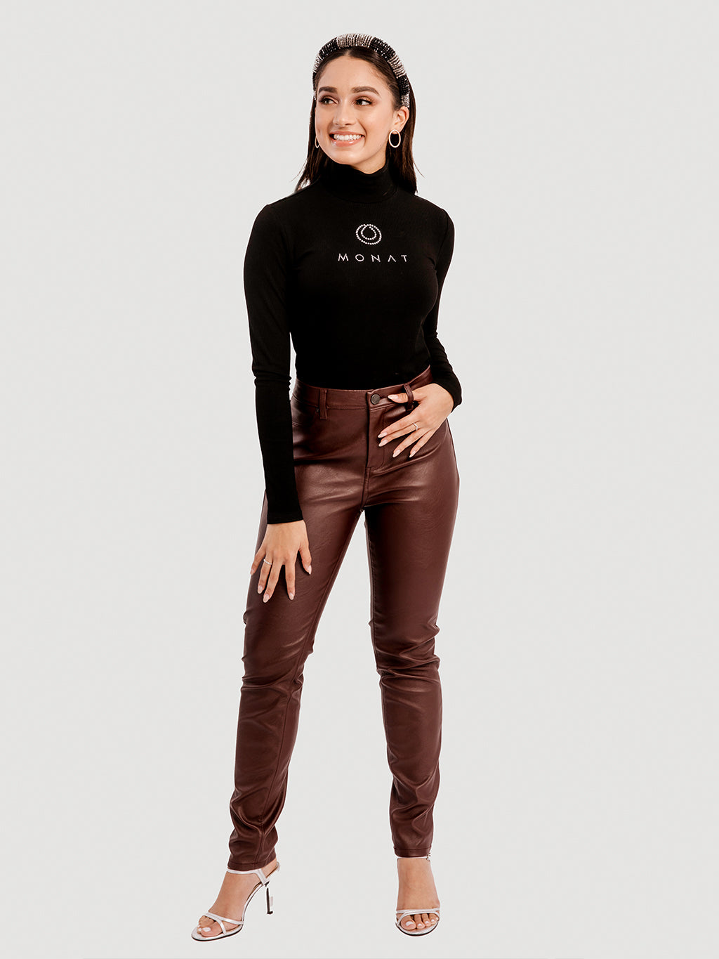 MONAT Crystal Ribbed Turtleneck
