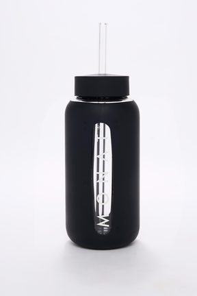 MONAT Glass Water Bottle With Interchangeable Lids - BLACK