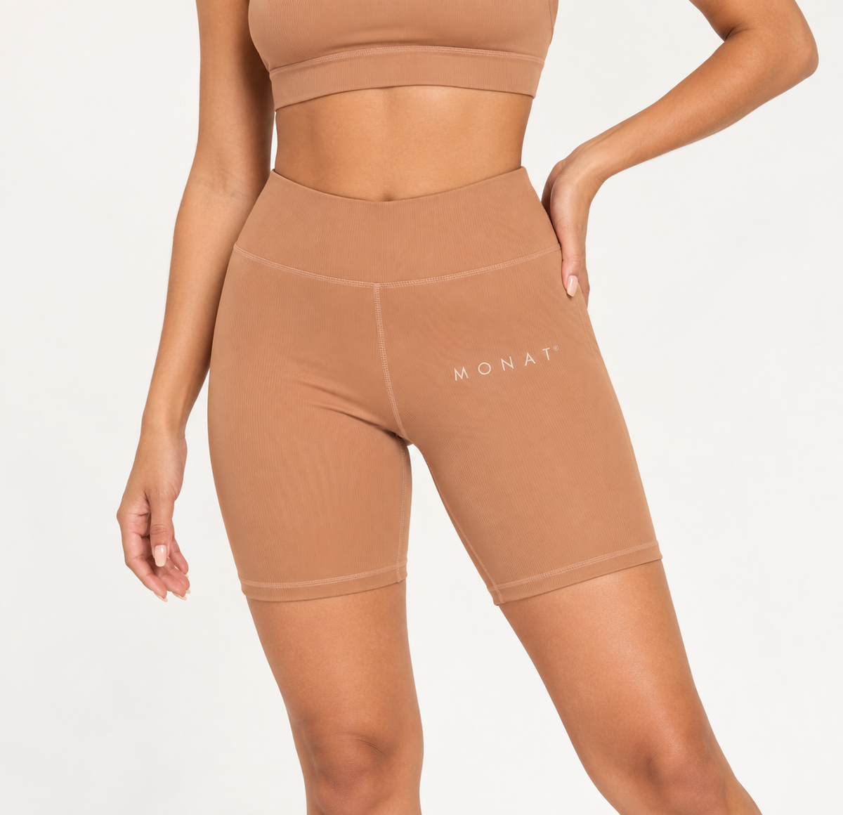 MONAT Ribbed Biker Short – Tan