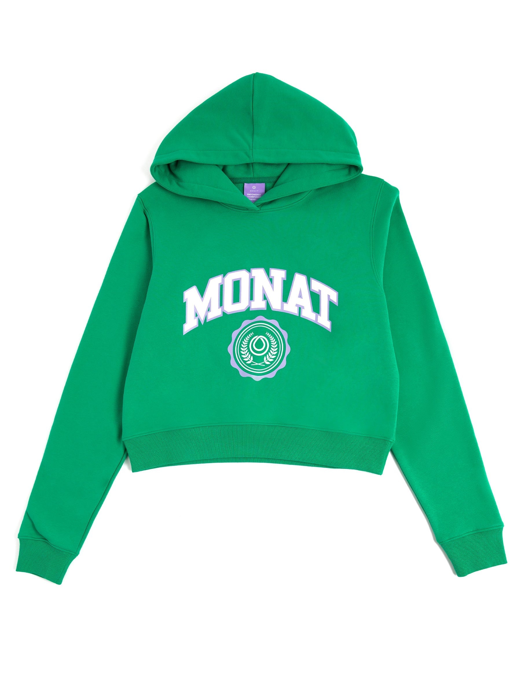 MONAT Oil Drop Cropped Crest Hoodie- Green