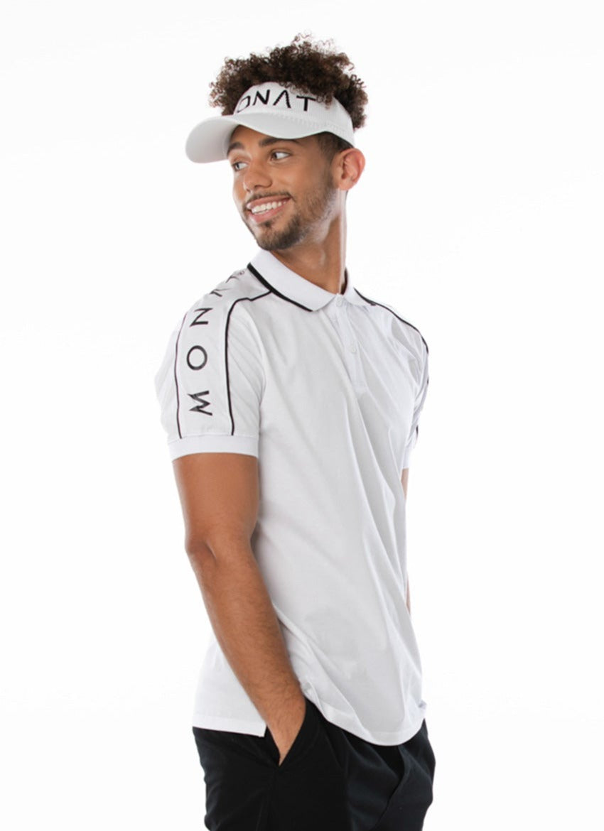 MONAT MENS WHITE PIECED POLO