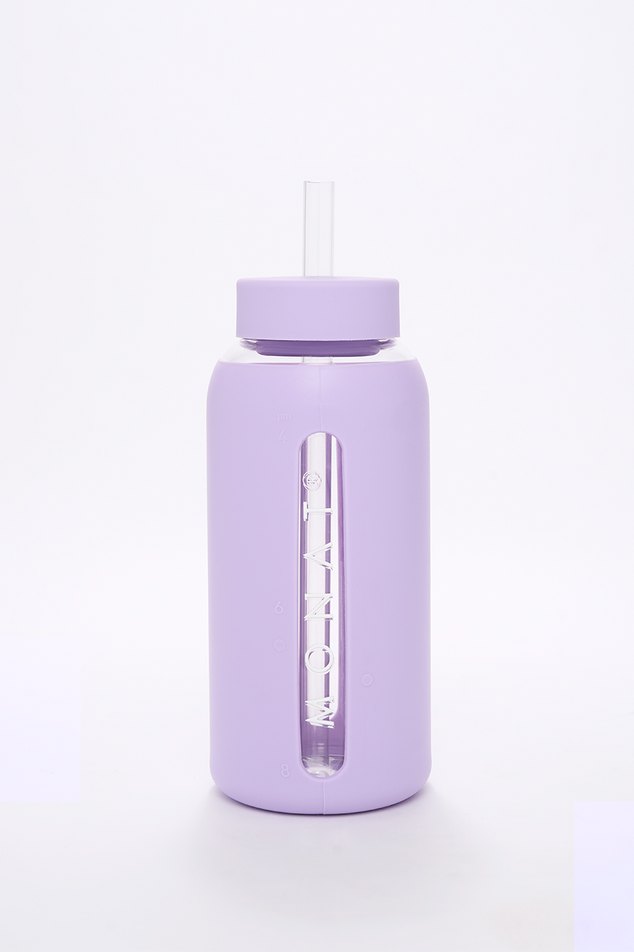 MONAT Glass Water Bottle With Interchangeable Lids - Taro Purple