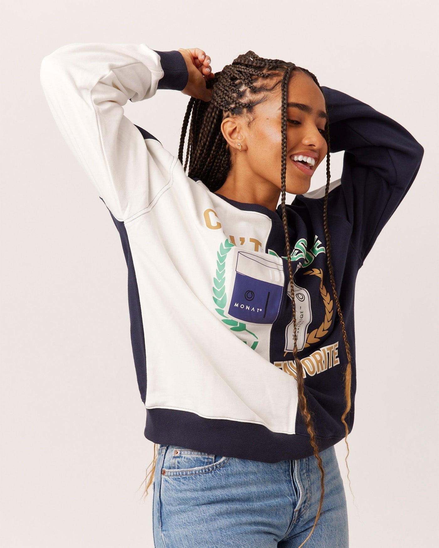 MONAT PRODUCT PIECED SWEATSHIRT