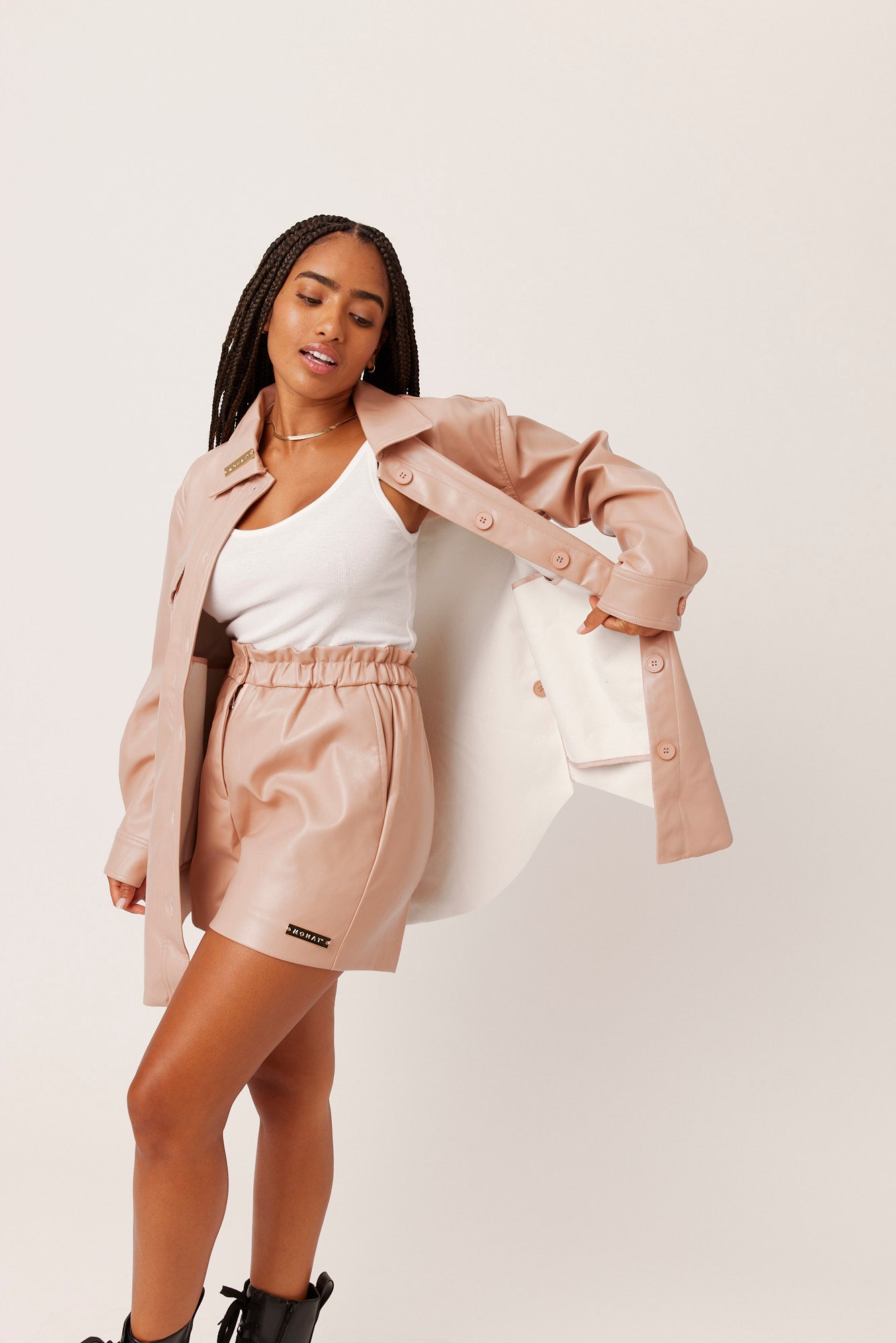 MONAT Faux Leather Dress Short Pink