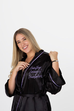 MONAT Satin Robe Black