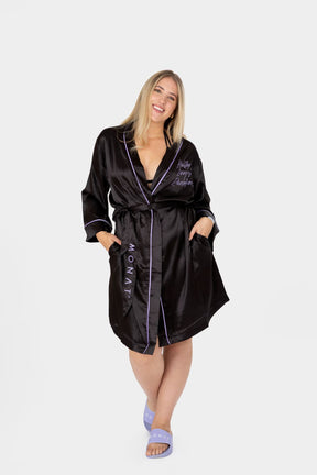 MONAT Satin Robe Black