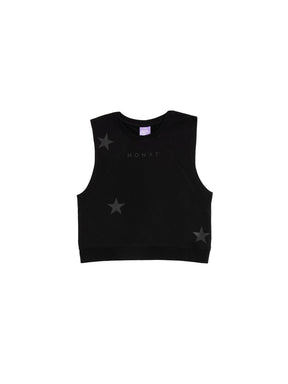 MONAT Sleeveless Tonal Stars Top Black