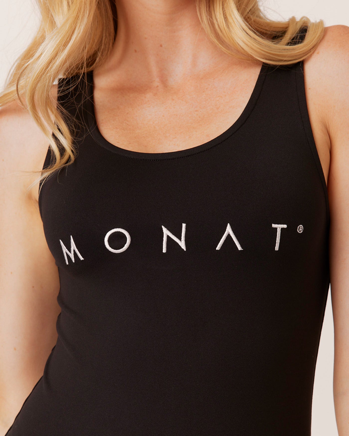 MONAT High Neck Body Suit Black Size XL NWT All Over Logo